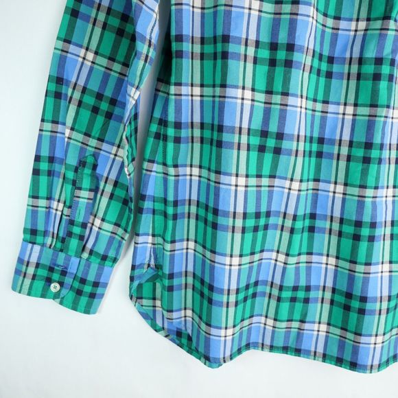 Talbots Button Down Shirt Blue Plaid Cotton Long Sleeve Casual Basic Size Small - Picture 7 of 11